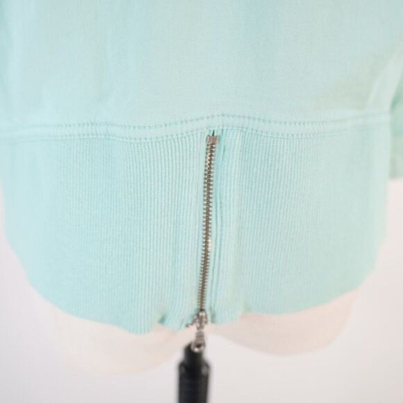 Chico's Size 1 Seafoam Green Full Zip Collared Jacket Waist Fitted Cotton Pocket - Picture 5 of 10